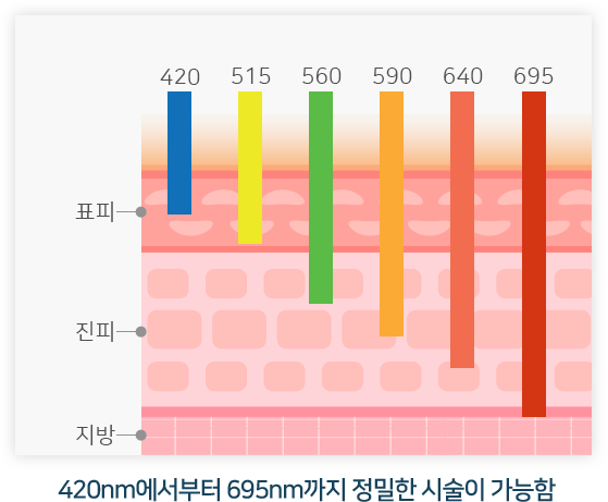 420nm에서부터 695nm까지 정밀한 시술이 가능함